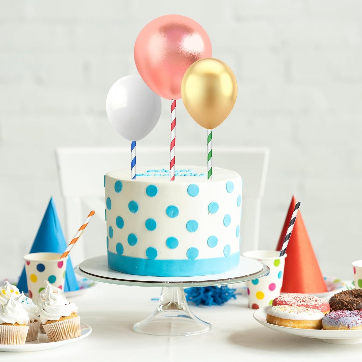 200 Striped Paper Straws, Biodegradable Disposable Drinking Colorful Straws for Birthdays, Coffee, Cocktail, Lemonade, Weddings, Bridal, Baby Shower, DIY Decorations, Party Supplies