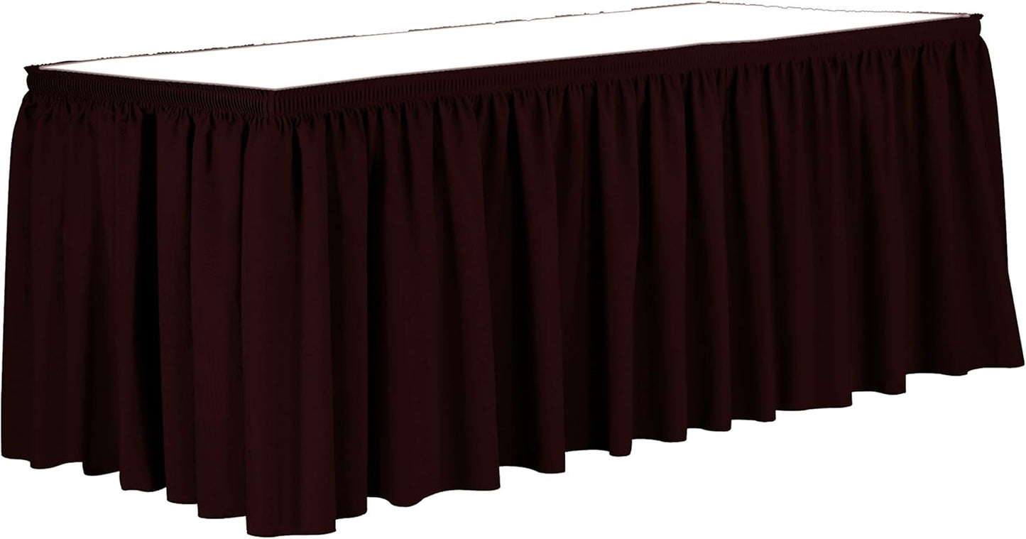 Ultimate Textile Pleat Polyester Fabric Table Skirt - Machine Washable Flame Resistant with Clips for Events, Weddings & Trade Shows, Cut & Sewn in Paterson, NJ - Burgundy, 7' Shirred Pleat