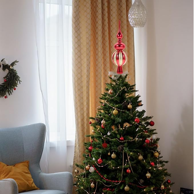 Spherical Christmas Tree Topper Plastic Xmas Treetop Ornament for Holiday Parties and Events Lightweight and Decorative Christmas Tree Decorations