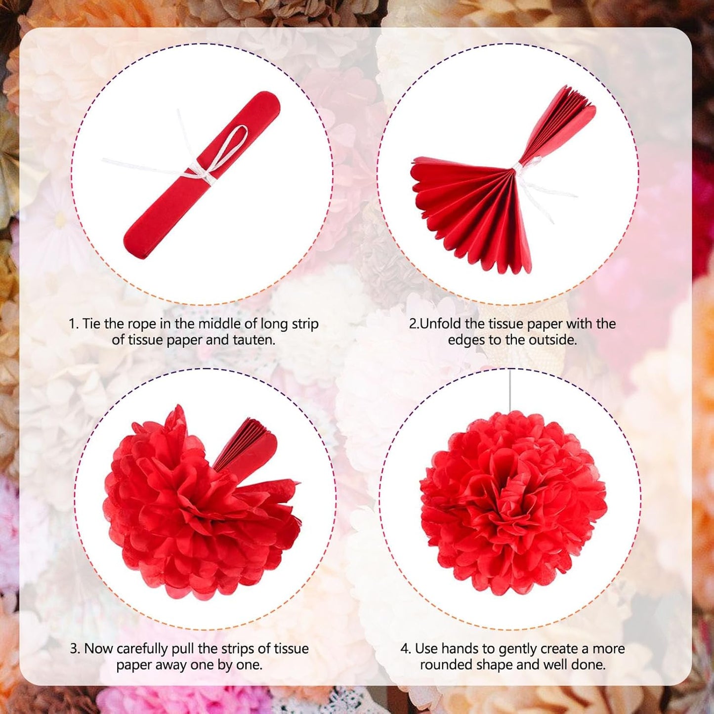 Tissue Paper Pom Poms, Orange Tissue Paper Flowers, Hanging Flower Balls for Weddings Fiesta Parties Birthday Baby Showers Classroom Bridal Shower Decoration (20Piece Set-6/10/12/14Inch)