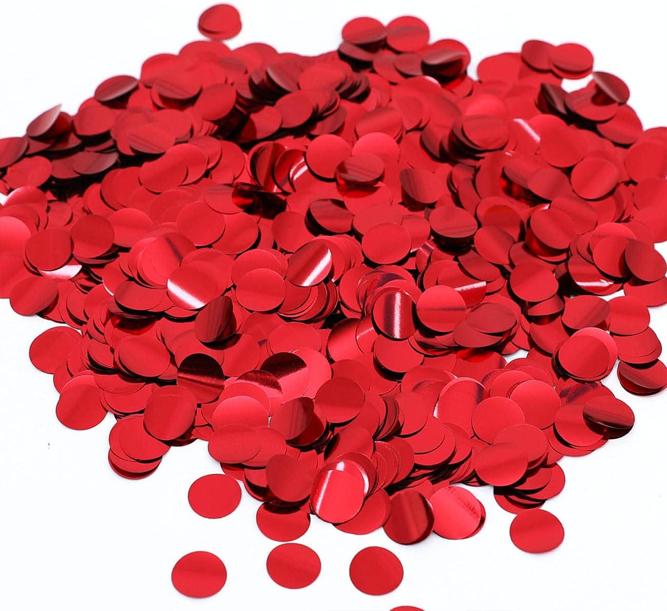 Red Metallic Foil Confetti(0.59 inch) Round Dots Glitter Table Confetti for Party Wedding Decorations,2.11 OZ per pack