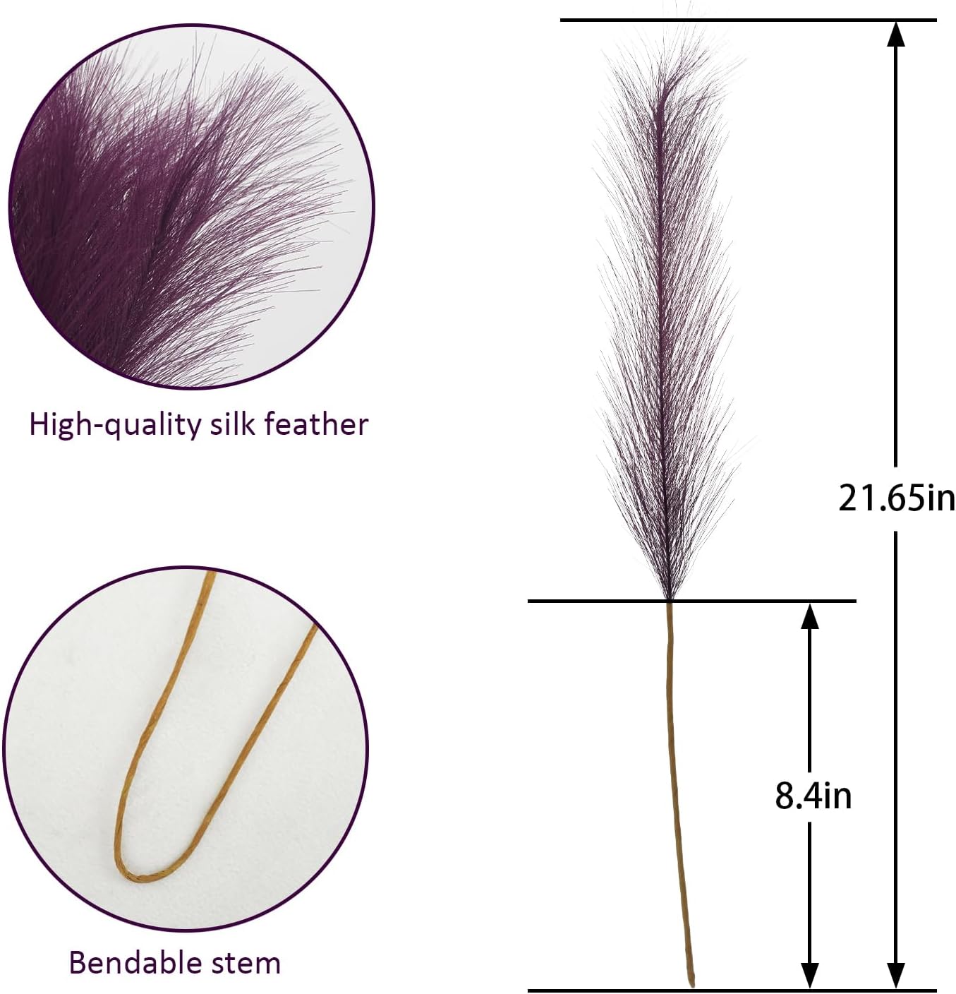 50pcs Pink Faux Pampas Grass Decor, 21.6" Short Artificial Pompous Grass Floral Fake Pompas Grass Branches Vase Filler Flower Arrangement for Home Wedding Boho Decor