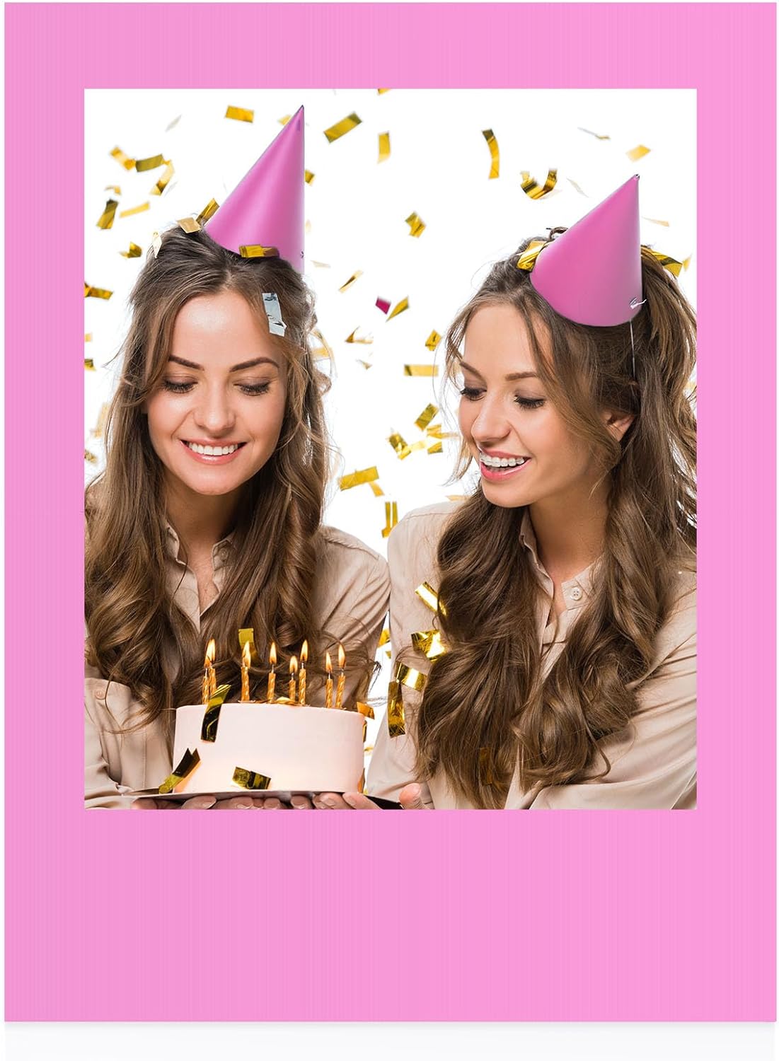 32 x 24 Inch Large Blank DIY Photo Booth Props Picture Frame Party Frame DIY Photo Booth Props Selfie for Birthday, Graduation, Christmas Holiday Party(Pink,Vertical)