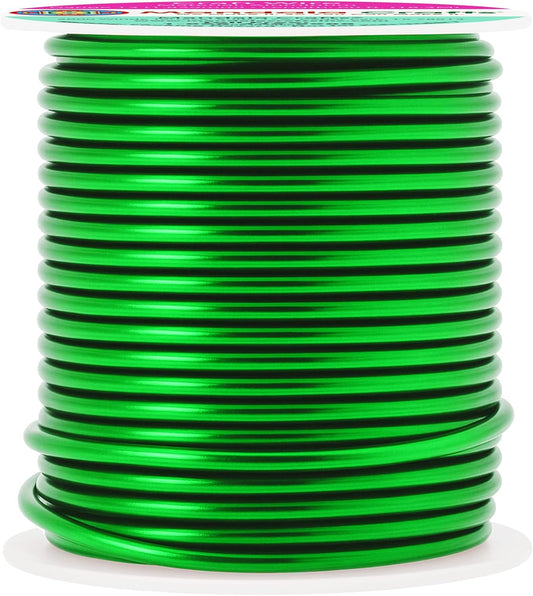 Mandala Crafts 13 Gauge Anodized Aluminum Craft Wire for Jewelry Making - 60 FT Colored Flexible Kelly Green Wire - Bendable for Bonsai Armature Crafting Sculpting
