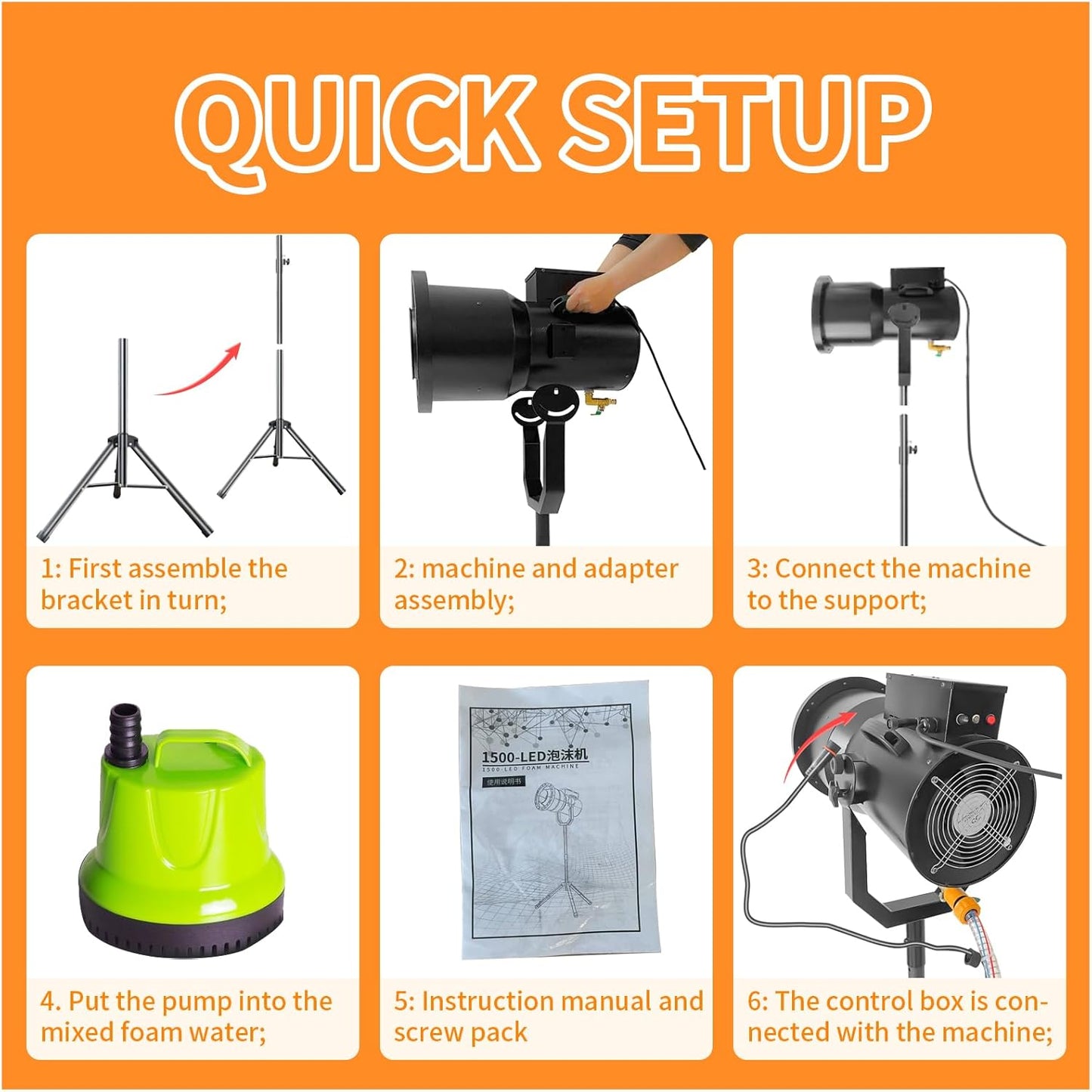 Foam Machine for Party Whit 9 LED Lights, Party Foam Machine with Water Tank, Foam Cannon for Garden, Pool, Indoor, Birthdays, Celebrations, and Backyard Events