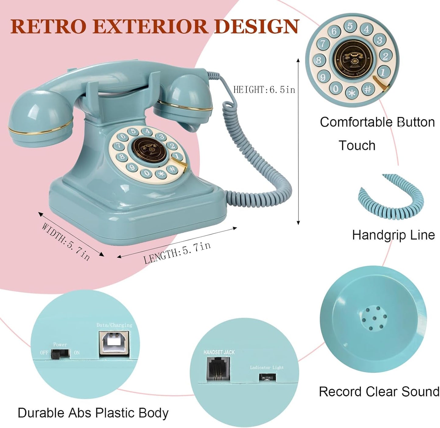 Audio Guest Book Wedding Phone, Retro Audio Phone Guestbook with Clear Voice Recording for Wedding Reception, Bridal Shower, Birthday, Baby Shower, Anniversary, Engagement