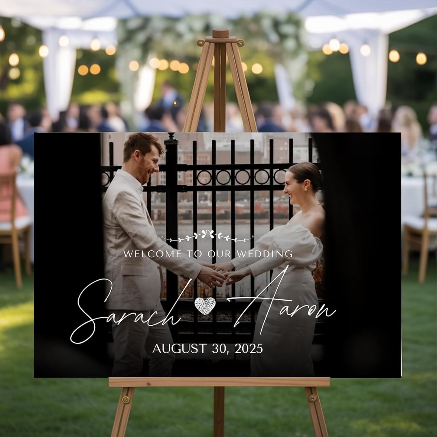 Personalized Wedding Welcome Sign for Bride & Groom, Customized Welcome to The Night Board for Ceremony or Reception, Bridal Party, Canvas Poster Decor for Weddings with Photo