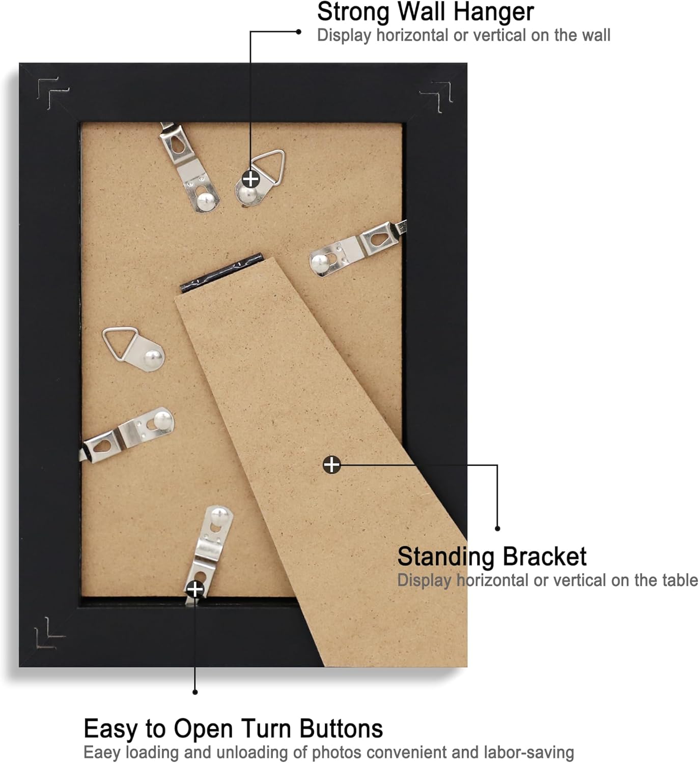 4x6 Picture Frame Set of 4, High Definition Glass Black Picture Frame, 4 x 6 Wood Photo Frames for Horizontal or Vertical Display Tabletop and Wall Mounting