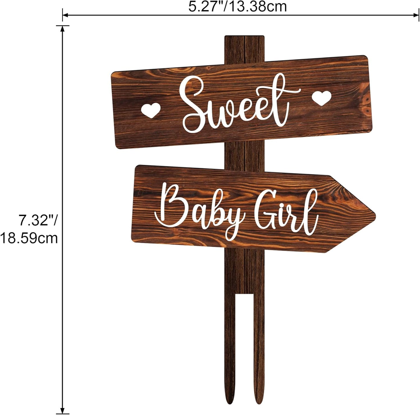 Rustic Sweet Baby Girl Cake Topper in Wood Baby Shower Gender Reveal Party Cake Decoration