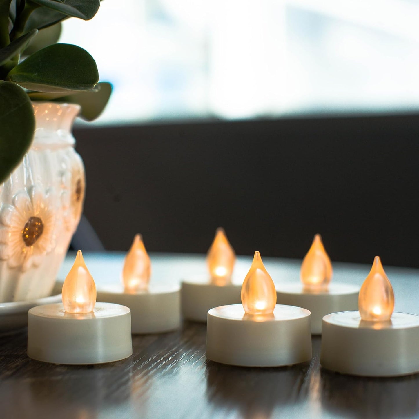 6 Flameless Votive Tealight Candles with 6-hour Daily Cycle Time Flickering Battery Operated Electric Electronic LED Tea Lights, Christmas Décor Xmas Lighting Wedding Party Decorations Batteries Incl.