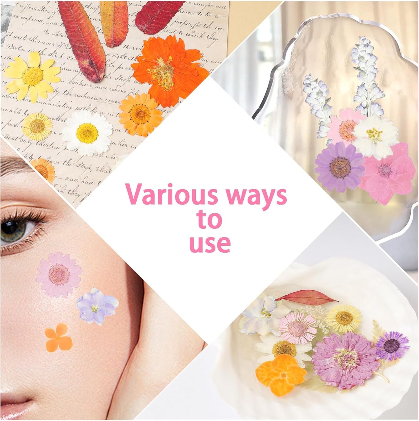 120Pcs Dried Pressed Flowers for Resin Mould Dry Flower Real Leaves Bulk with Tweezers Natural Herbs Kit for Scrapbooking DIY Art Crafts Candle Jewelry Making Nails Floral Decoration (Delicate Color)