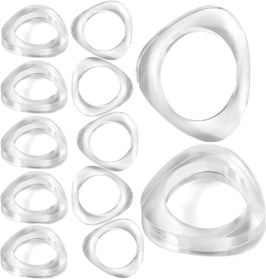 Clear Acrylic Napkin Rings - Set of 12 Modern Oval Beveled Holders for Cloth Napkins | Elegant Serviette Rings for Dining Table, Wedding, Party & Holiday Décor (Transparent) - ALPHA Living HOME