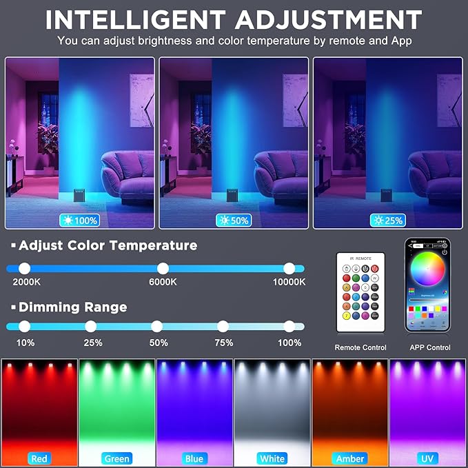 Rechargeable Battery Powered Uplights Waterproof 9X18W LED Par Lights RGBWA+UV 6in1 Full Color APP DMX Stage Uplighting for Event Wedding Party DJ Show Church Halloween Christmas (8 Packs)