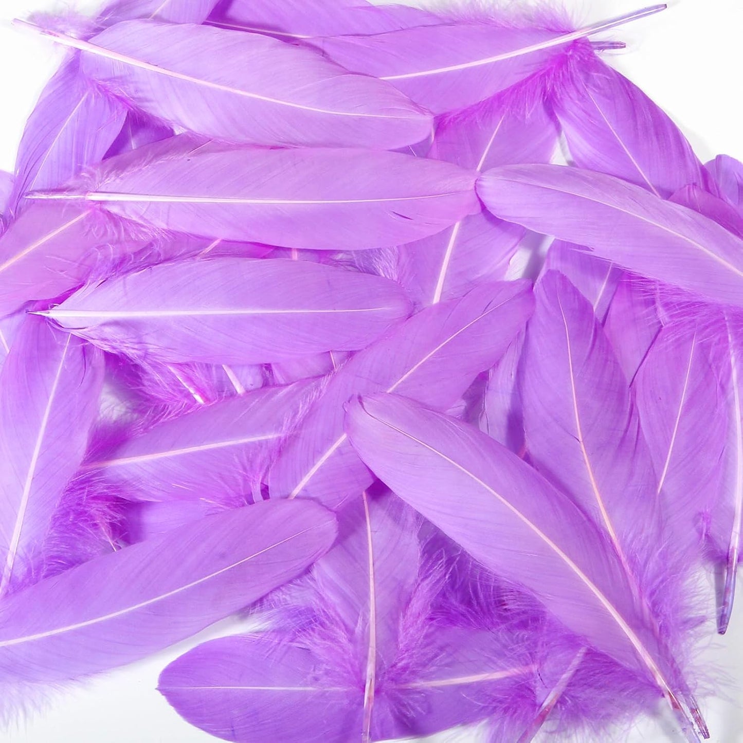 THARAHT 120pcs Lignt Purple Natrual Goose Feathers Natural Bulk 6-8 inch 15-20cm for Crafts DIY Cosplay Wedding Party Halloween Decoration Goose Nagoire Feathers
