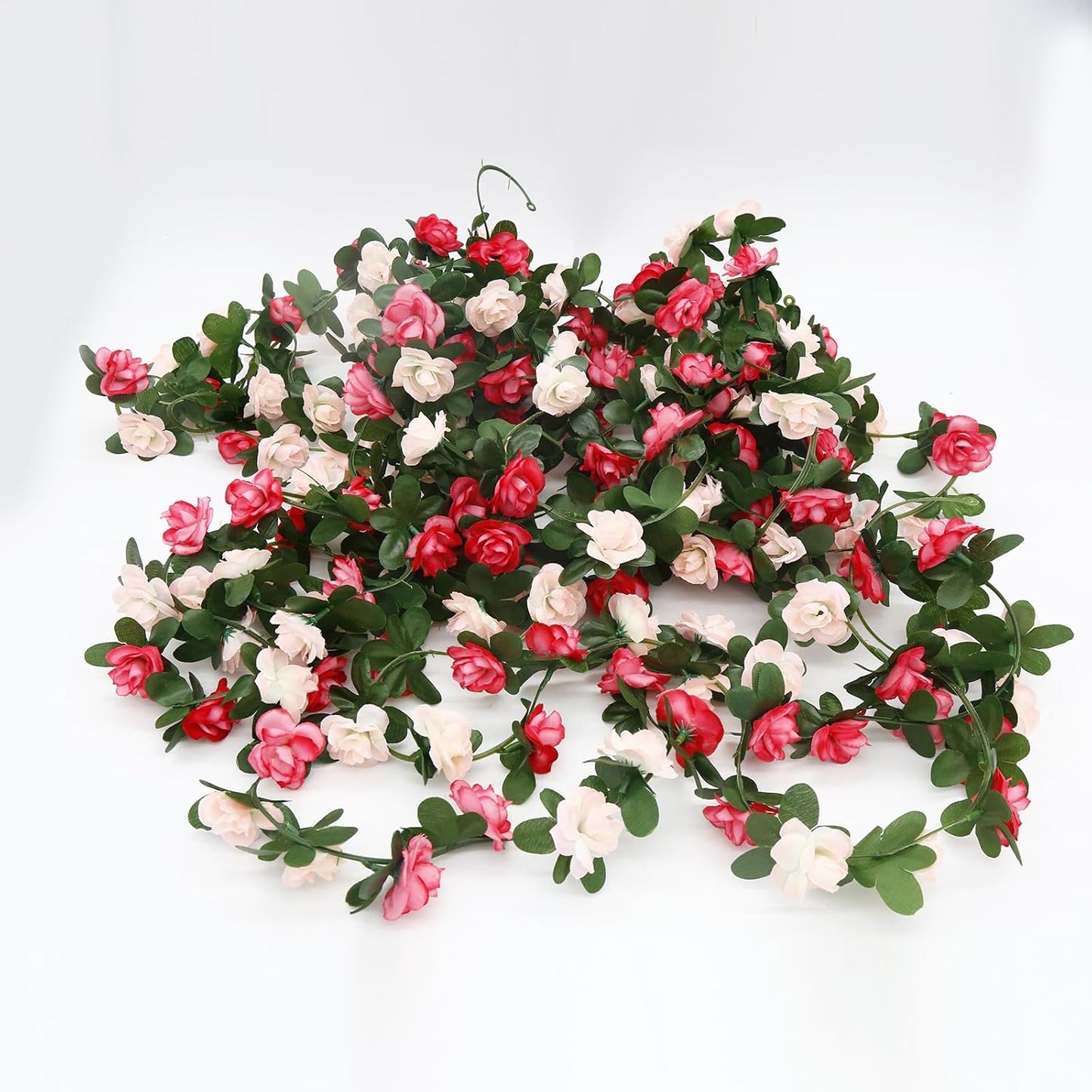12 PCS 98.4 FT Artificial Flower Garland Pink Rose Garland for Wedding Room Decor（12,Pink）