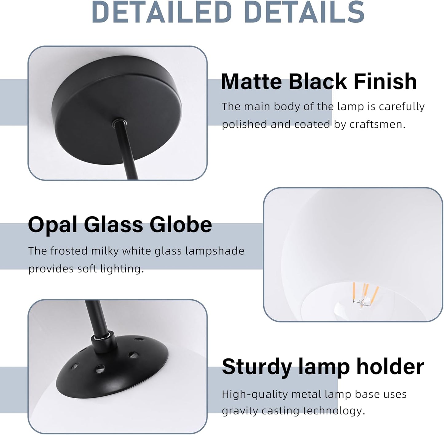 Black Semi Flush Mount Ceiling Light Fixture Milk Glass Light Fixture Mid Century Flush Mount Ceiling Light Black Flush Mount Ceiling Light Schoolhouse Light Fixture for Dining Room(Bulb Incl.)