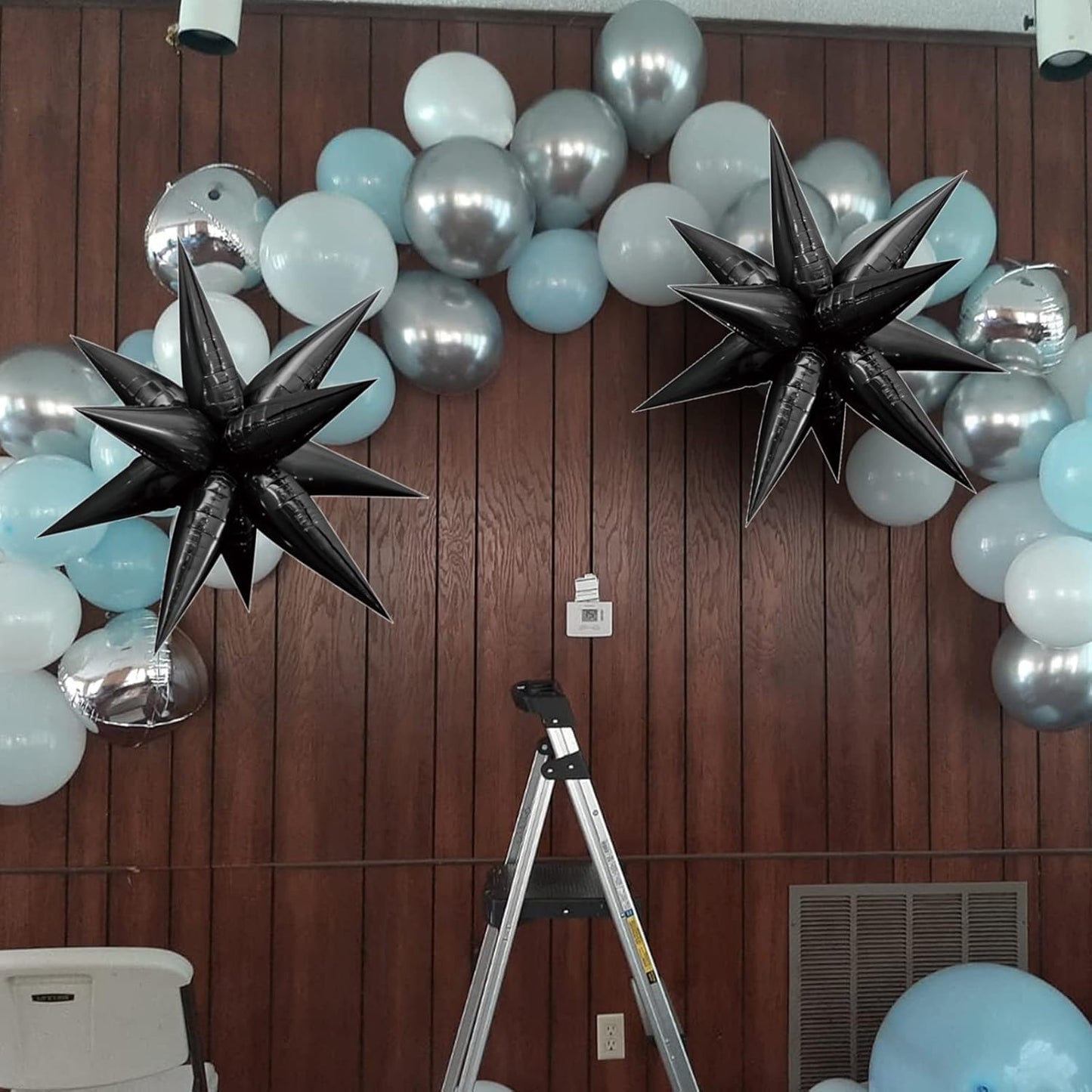 Tellpet Star Balloons Starburst Spike Shaped Balloon, 2pcs Large, Black