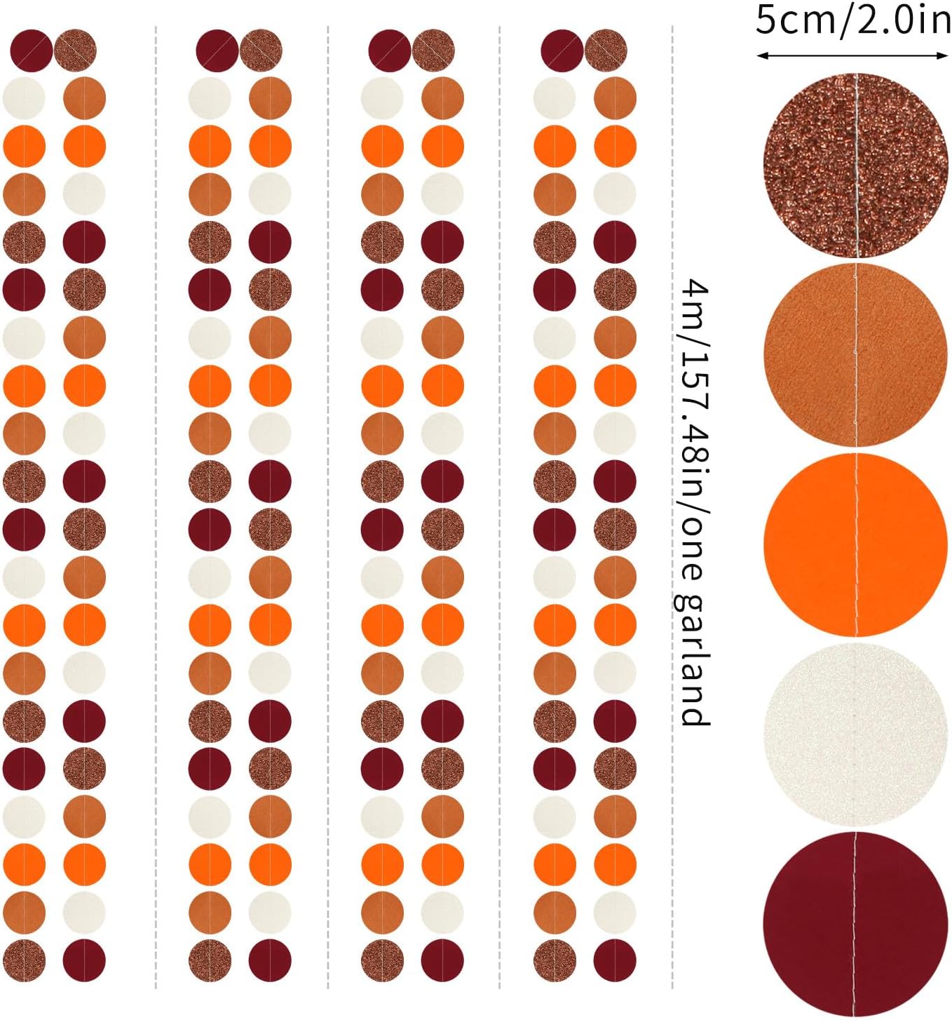 Boho Burgundy Brown-Orange Party-Decorations Streamers - 52Ft Birthday Baby Shower Hanging Paper Garland Banner,Fall Autumn Thanksgiving Harvest Rustic Wedding Bridal Classroom Supplies Decor Hugtmr