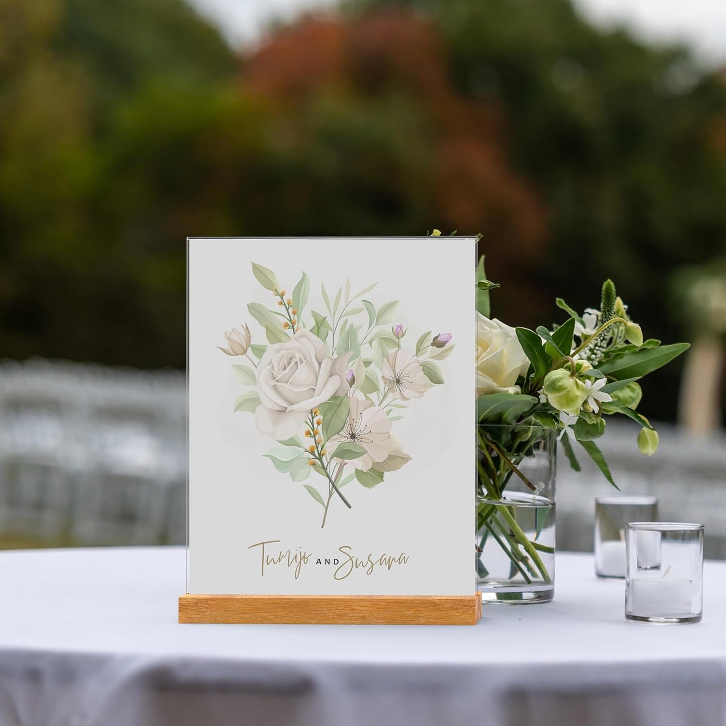 Acrylic Sign Holder with Wood Base 8.5x11 Inch Vertical and Slant Displays (2 Pack 8.5*11")