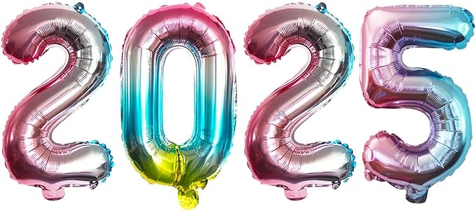 GOER 2025 Foil Number Balloons for 2025 New Year Eve Festival Party Supplies Graduation Decorations (Multicolour,16 Inch)
