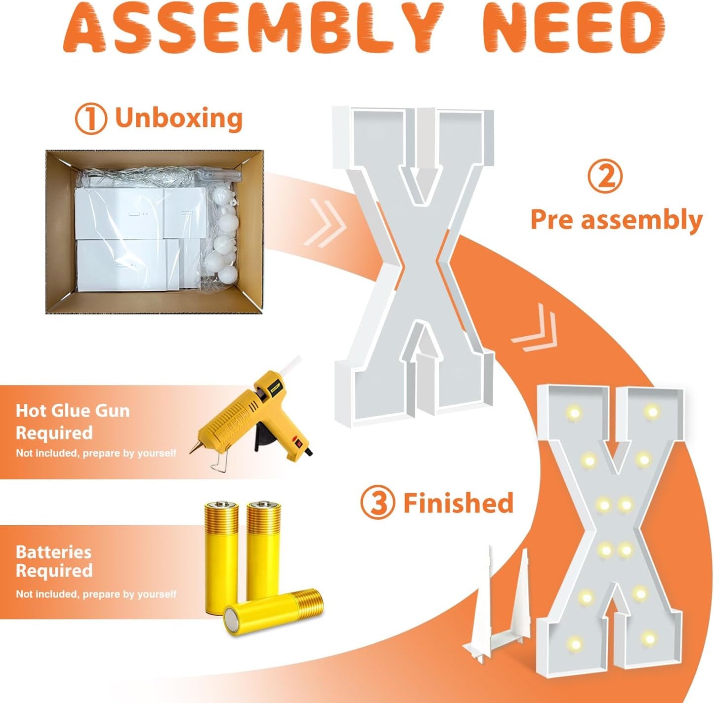 4FT Marquee Light Up Letters, Big Marquee Letter X, Pre-Cut Cardboard Letter Kit for Baby Shower Birthday, LED Marquee Letters for Engagement Wedding Party Decor Xmas Christmas Decorations