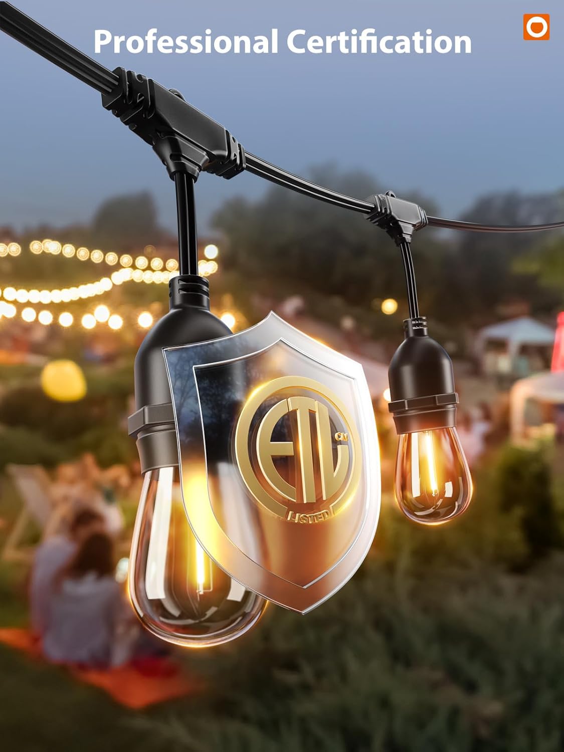addlon Outdoor String Lights Timer Control, 48FT LED Patio Light with Edison Vintage Shatterproof Bulbs and Commercial Grade Weatherproof Strand - ETL Listed Heavy-Duty Decorative Lighting