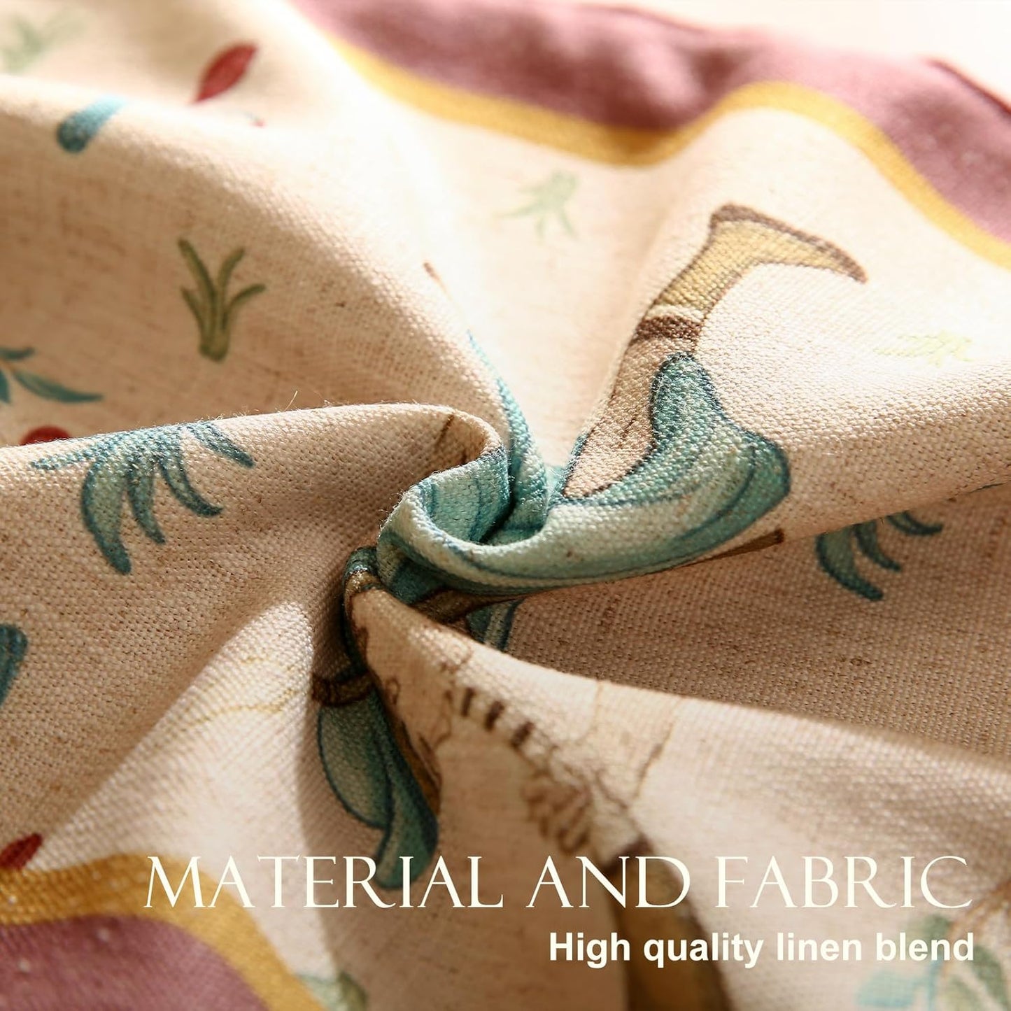 patdrea Designer Idyll Linen Extra Long Table Runner,Vintage Beige Farmhouse with Ancient Figure Fruit Trees Pattern Table Mat, Decoration for Kitchen Dining Paties Banquet Christmas ,16"*118"