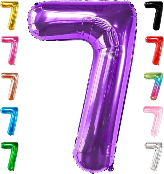 KatchOn Giant Purple Number 7 Balloon - 40 Inch | 7th Birthday Balloon for 7th Birthday Decorations