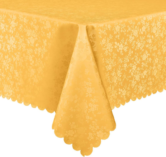 Smiry Rectangle Table Cloth, Waterproof Heavy Duty Vinyl Tablecloths, Wipeable Washable Table Cover for Kitchen and Dining Room (Mustard Yellow, 52" X 70")