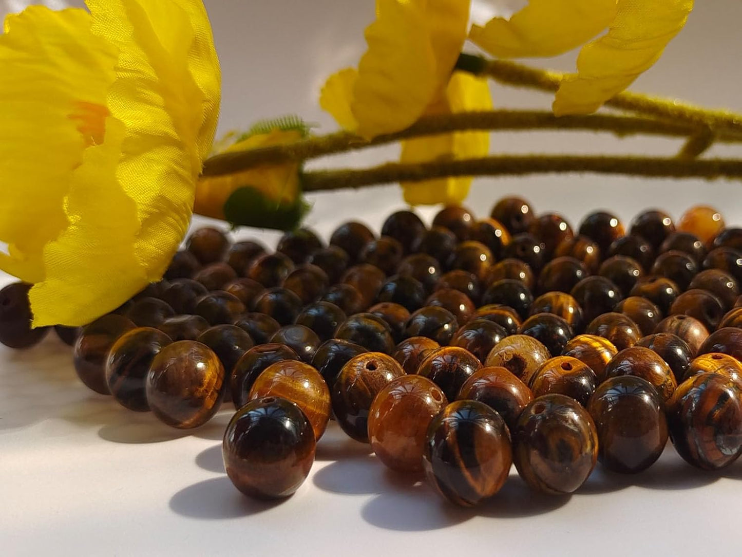 Stone Beads 6mm 140pcs Yellow Tiger Eye Beads Round Loose Gemstones Beads for Bracelet Necklace Jewelry Making (6mm, 60614 Yellow Tiger Eye)