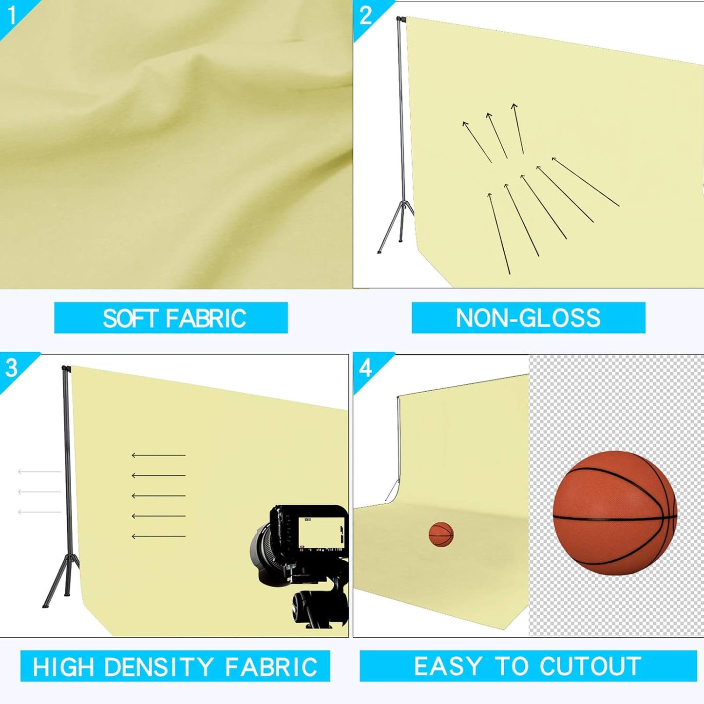 ISSUNTEX 6X9 ft/1.8X2.7 Meters Beige Background Photo Backdrop, Photo Studio, Collapsible High Density Screen for Video Photography and Television