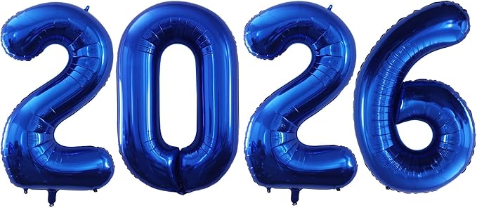 GOER 42 Inch 2026 Foil Number Balloons for 2026 New Year Eve Festival Party Supplies Graduation Decorations (Deep Blue)