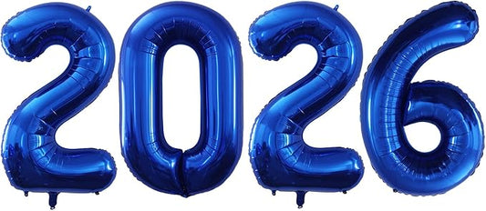 GOER 42 Inch 2026 Foil Number Balloons for 2026 New Year Eve Festival Party Supplies Graduation Decorations (Deep Blue)
