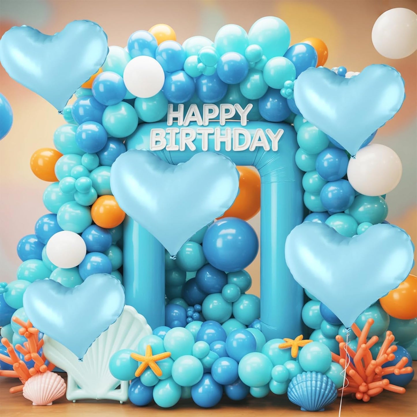 24 Inch Blue Heart Balloons, Heart Shaped Foil Balloons, Baby Blue Helium Balloon for Valentines Day Baby Bridal Shower Anniversary Wedding Gender Reveal Birthday Party Decorations