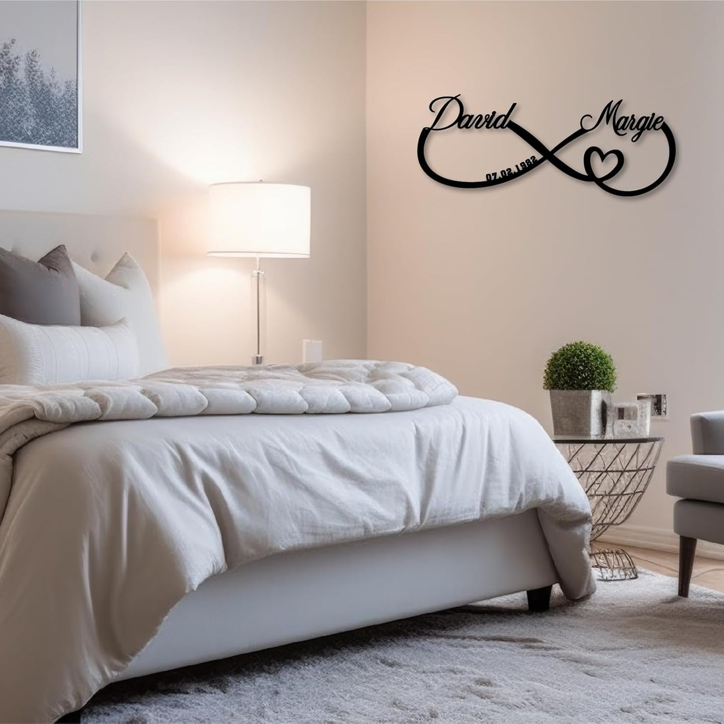 Personalized Custom Infinity Heart Sign, Metal Infinity Sign, Infinity Heart Wall Decor, Custom Name Signs, Romantic Home Decor For Anniversary Or As Valentines Day Decoration