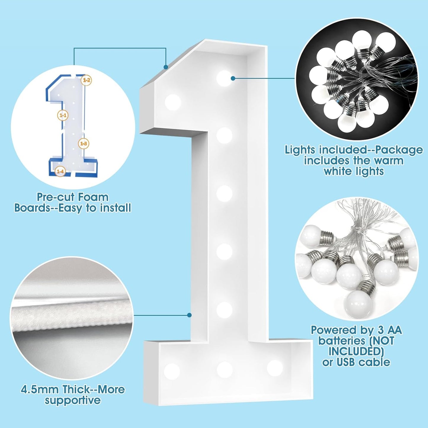 Ledido 4FT Marquee Light Up Letters, Cool White Light Up Letters Large Marquee Letter for Party Decorations, Mosaic Letter S for Balloons, Wedding Birthday Graduation Decor