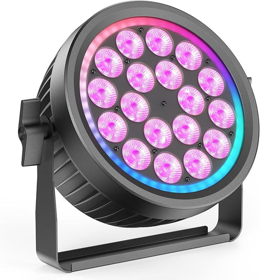 200W Aluminum Cast Fanless & Silent Stage Lights, 4 in 1 RGBW LED Par Lights with Dynamic Aperture, DMX512/Auto/Sound Activated Par Can Uplights for Events Wedding Bar Party Stage - 1Pack