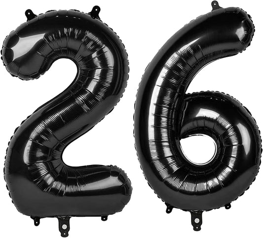 Black Number 26 Balloon, 40 Inch, Birthday Party Decorations, Graduation Party Supplies