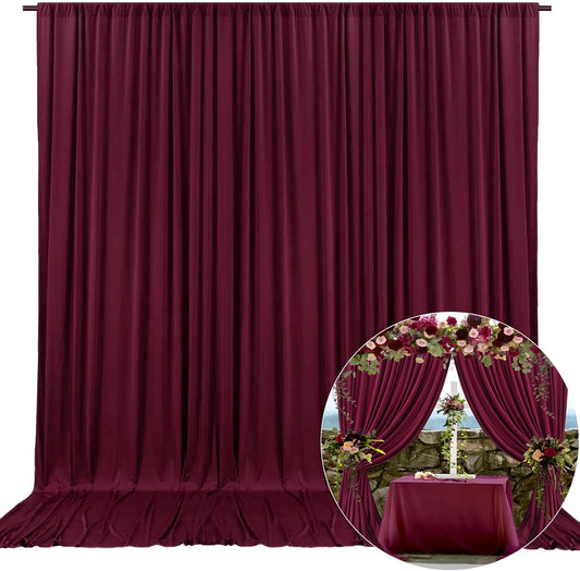 10 x 10 Feet Burgundy Backdrop Curtain for Partie, Background Curtains for Photoshoot, Birthday, Wedding, Halloween, Thanksgiving, Christmas Day, New Year Party Decorations 5Ft x 10Ft, 2 Panels