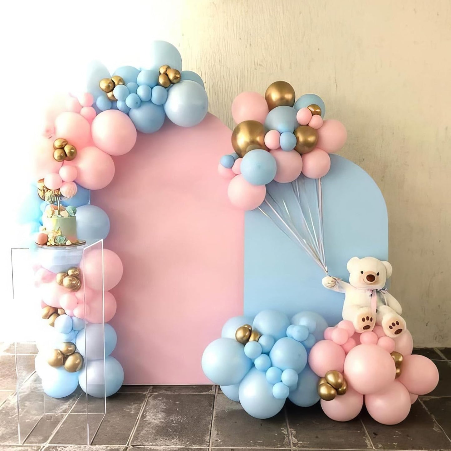 Pink Blue Gold Balloons, 50pcs Pink Blue Purple Balloons, Gold Macaron Pink Purple Teal Balloon Silver Star Confetti Balloon for Gilrs Woman Birthday Baby Shower Party Wedding Bridal Shower Supplies