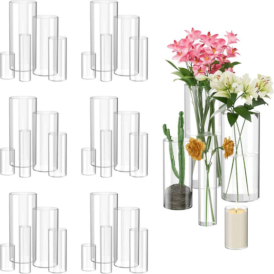30 Pack Glass Cylinder Vase for Centerpieces, Clear Flower Glass Vases for Wedding Decorations, Hurricane Floating Candle, Holder for Table Centerpiece Wedding Home Décor