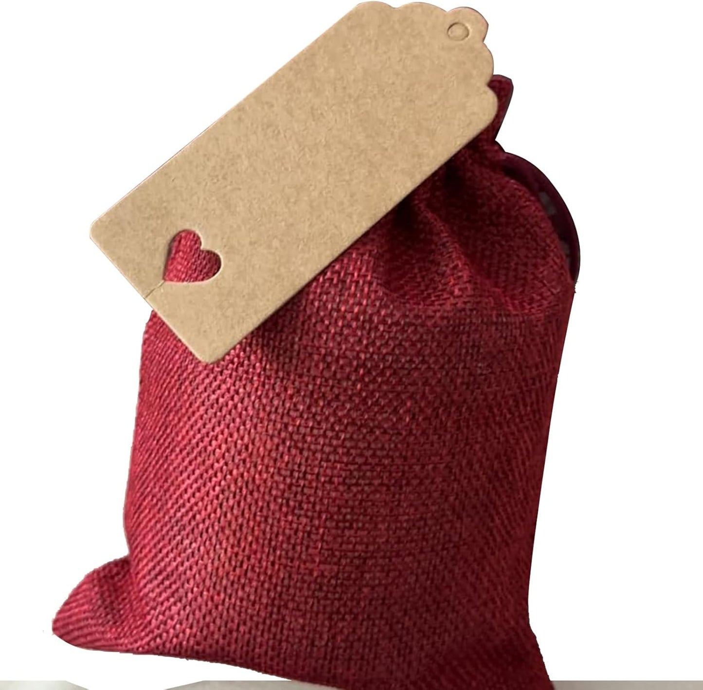 ZOENHOU 100 Packs 3 x 4 Inch Large Burlap Bags Bulk with Drawstring, Durable Wine Red Jute Drawstring Bags, Dustproof Burlap Sacks for Favors Party DIY Craft
