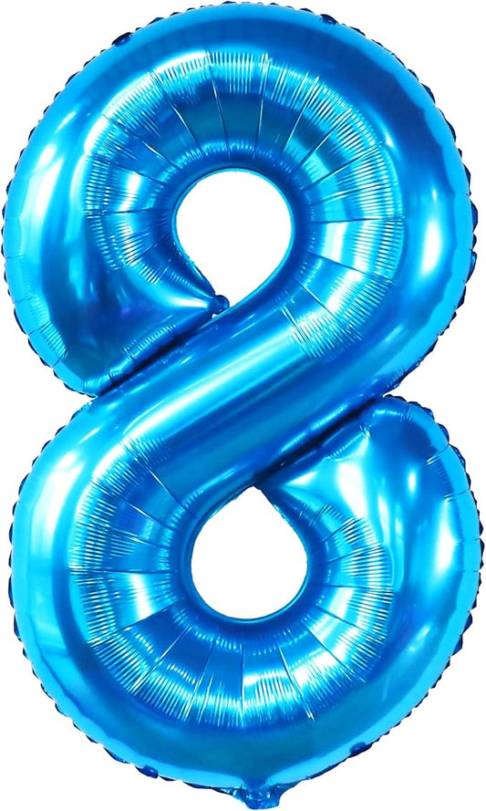 KatchOn, Giant Blue 8 Balloon - 40 Inch | Blue 8 Number Balloon| 8 Birthday Balloon, 8th Birthday Decorations | Number 8 Balloon Blue for Blue 8 Year Old Boy Birthday Decorations