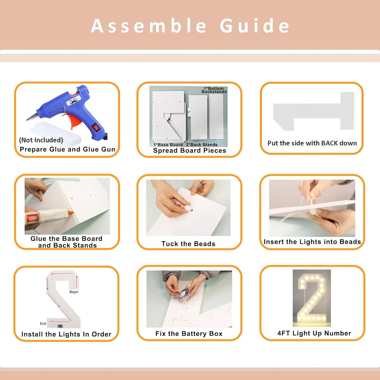 LOBOOM 4FT Light Up Numbers, Marquee Numbers 4 Feet Tall Giant Number 30 Mosaic Big Number Sign for 30th Birthday Party Backdrop Anniversary Decorations, Pre-Cut Large Frame 30