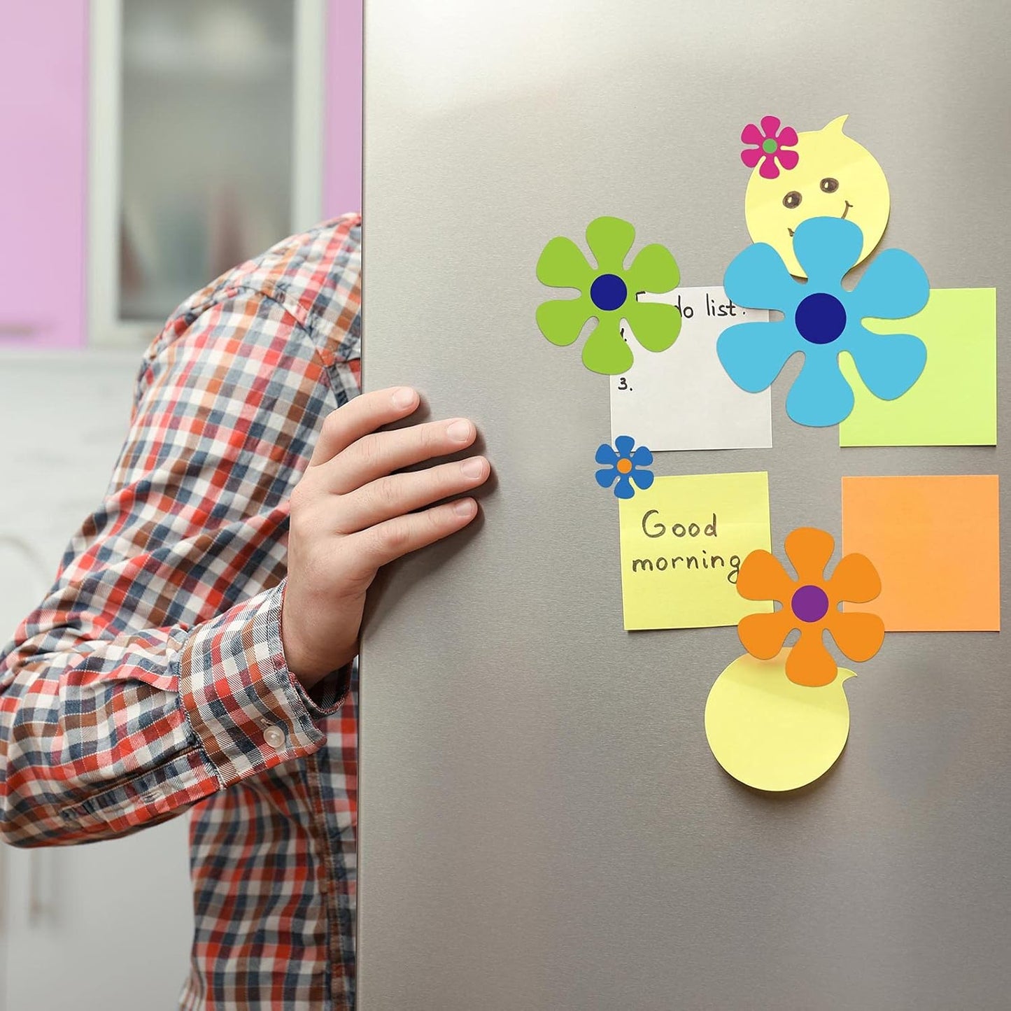 Car Flower Magnet Funny Magnetic Decals Decorations Cute Fridge Magnets 60s Flower Cutout Magnet for Car Home Door Whiteboard Refrigerator (24 Pieces,3.9 x 3.9 Inch, 2.2 x 2.2 Inch, 5.1 x 5.1 Inch)