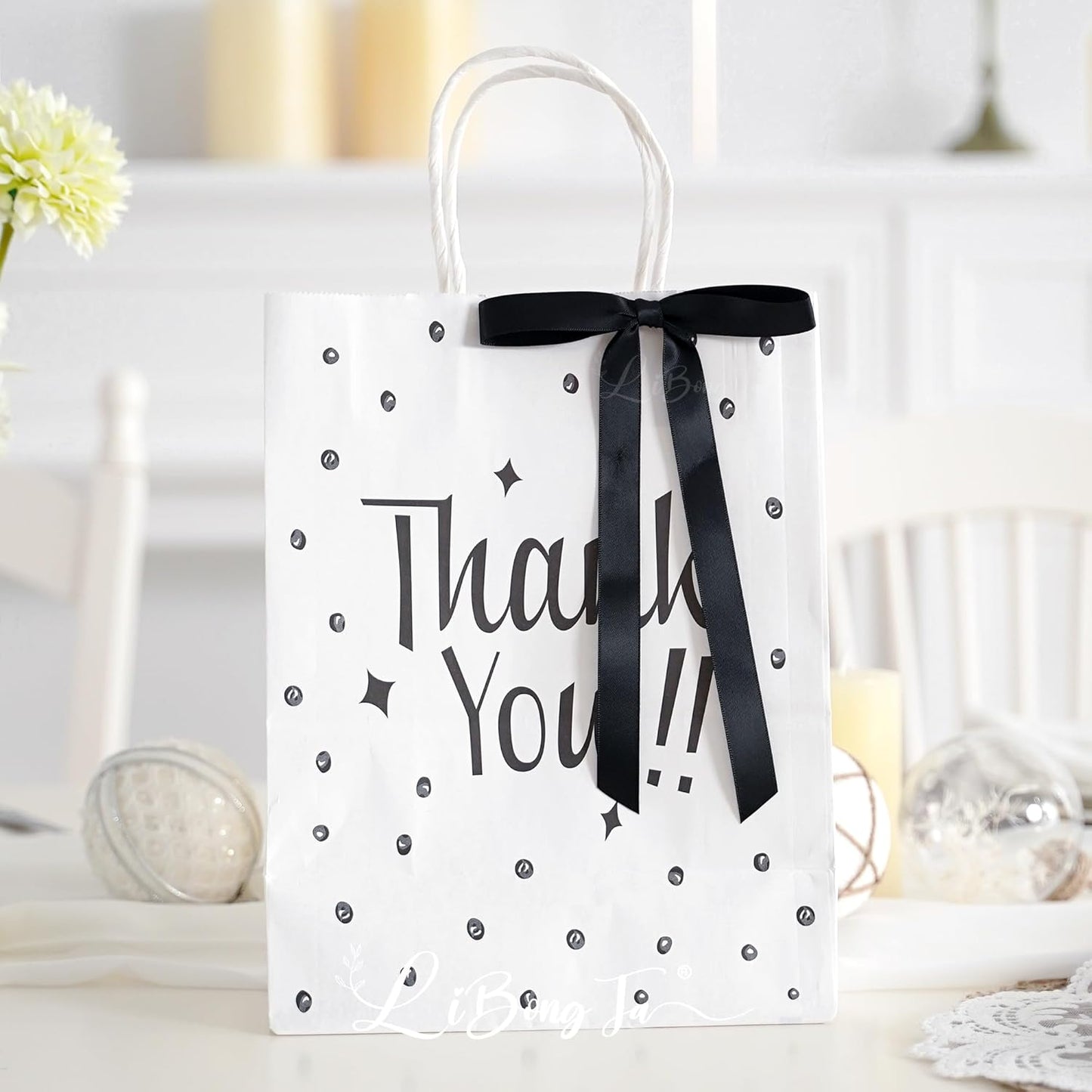 50 PCs Black Bow 5 Inch Long Tail Bows for Gift Wrapping, Easter Bow Party Decorations, Twist Tie Bows, Satin Bows for Crafts, Premade Bows for Presents, Treat Bags, Bottles, Cakes