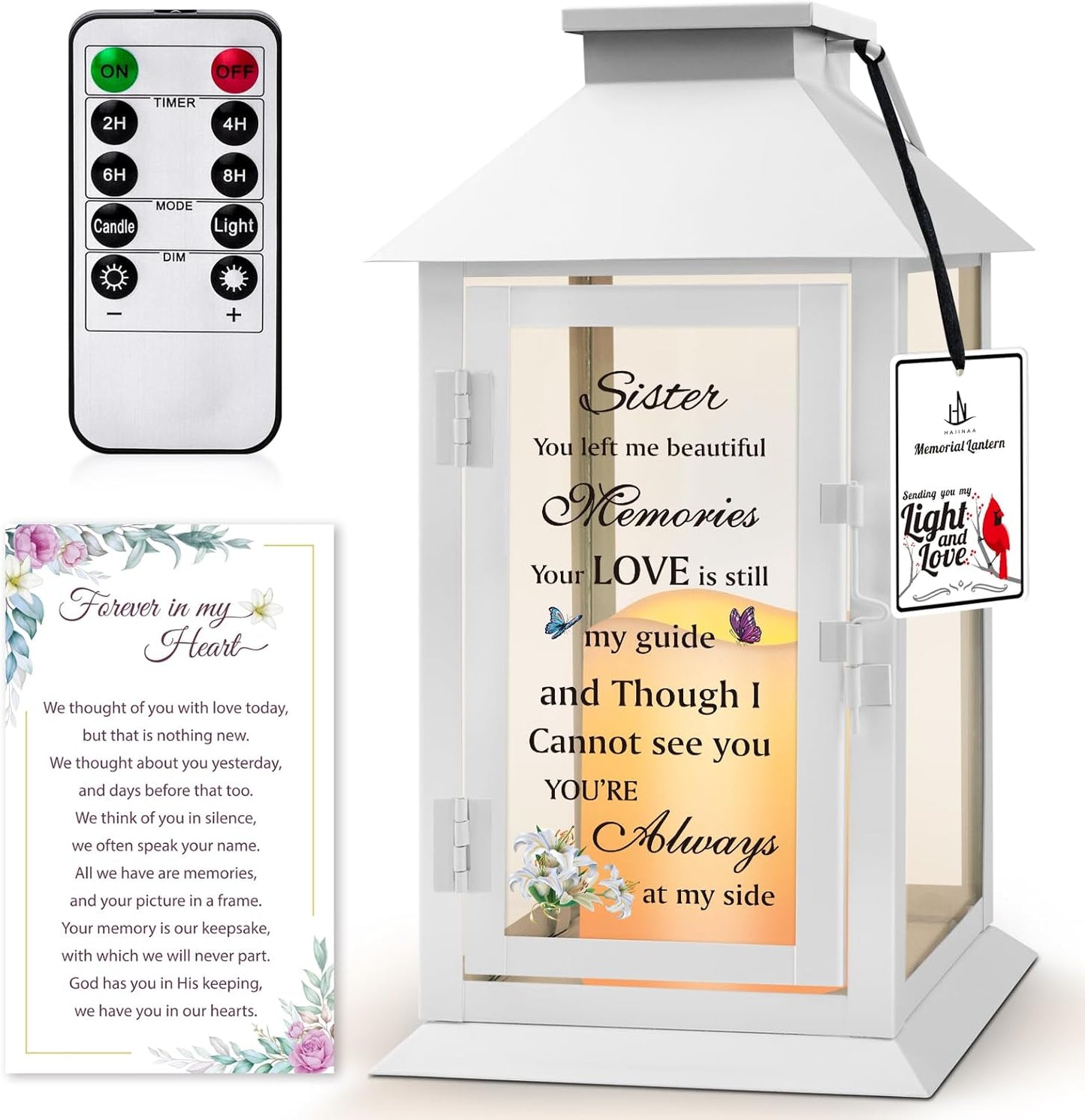 Memorial Gift for Loss of Sister Memorial Lantern for Loss of Sister Sympathy Gift Remembrance Gifts Bereavement Gifts for Loss of Sister with LED Candle