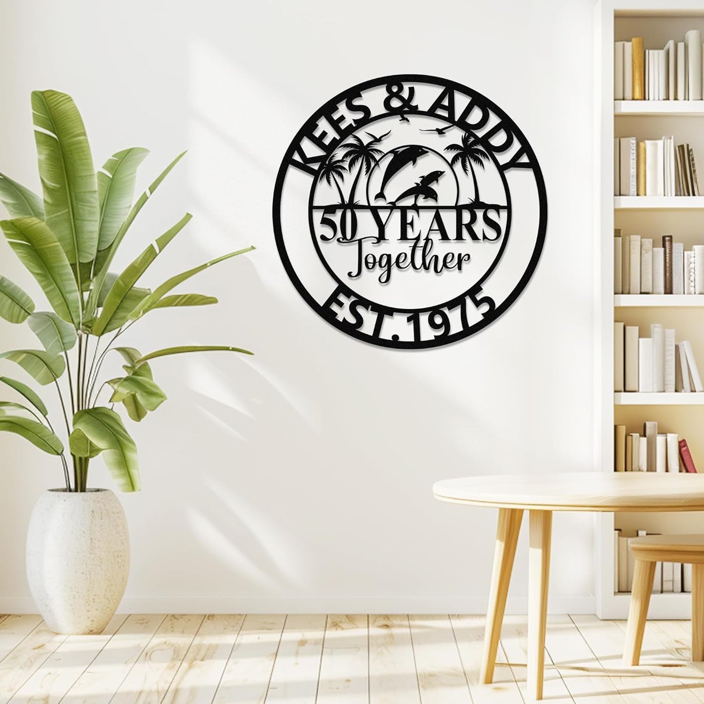 Personalized 50th Wedding Anniversary Sign Gifts for Parents Custom Metal Anniversary Sign Personalized Wedding Gifts for Couples Husband Wife Custom Monogram Name Signs Housewarming Gift