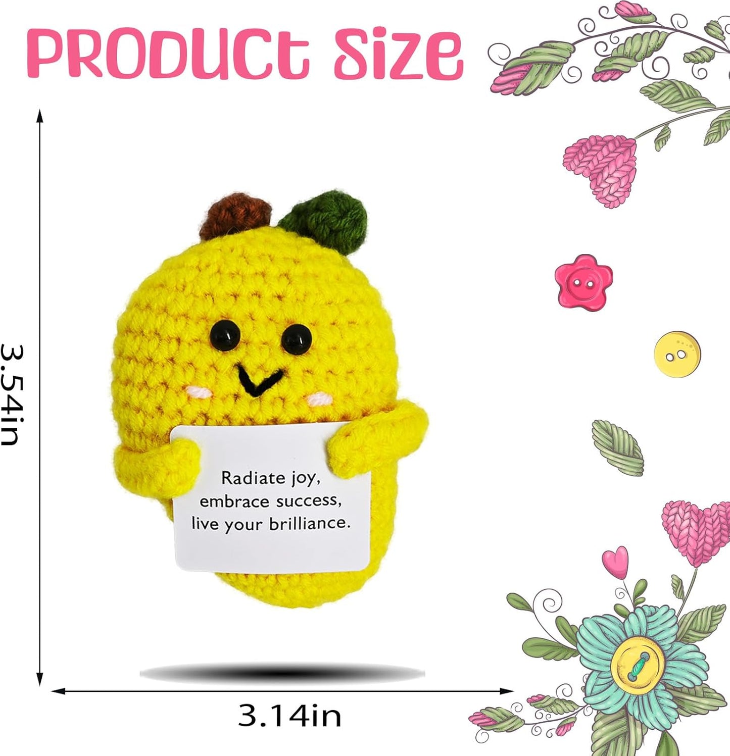 Crochet Emotional Support Mango-Handmade Mental Health Gifts for Friends,Family-Uplifting Gifts for Grandpa,Grandma Mom,Dad,Teens