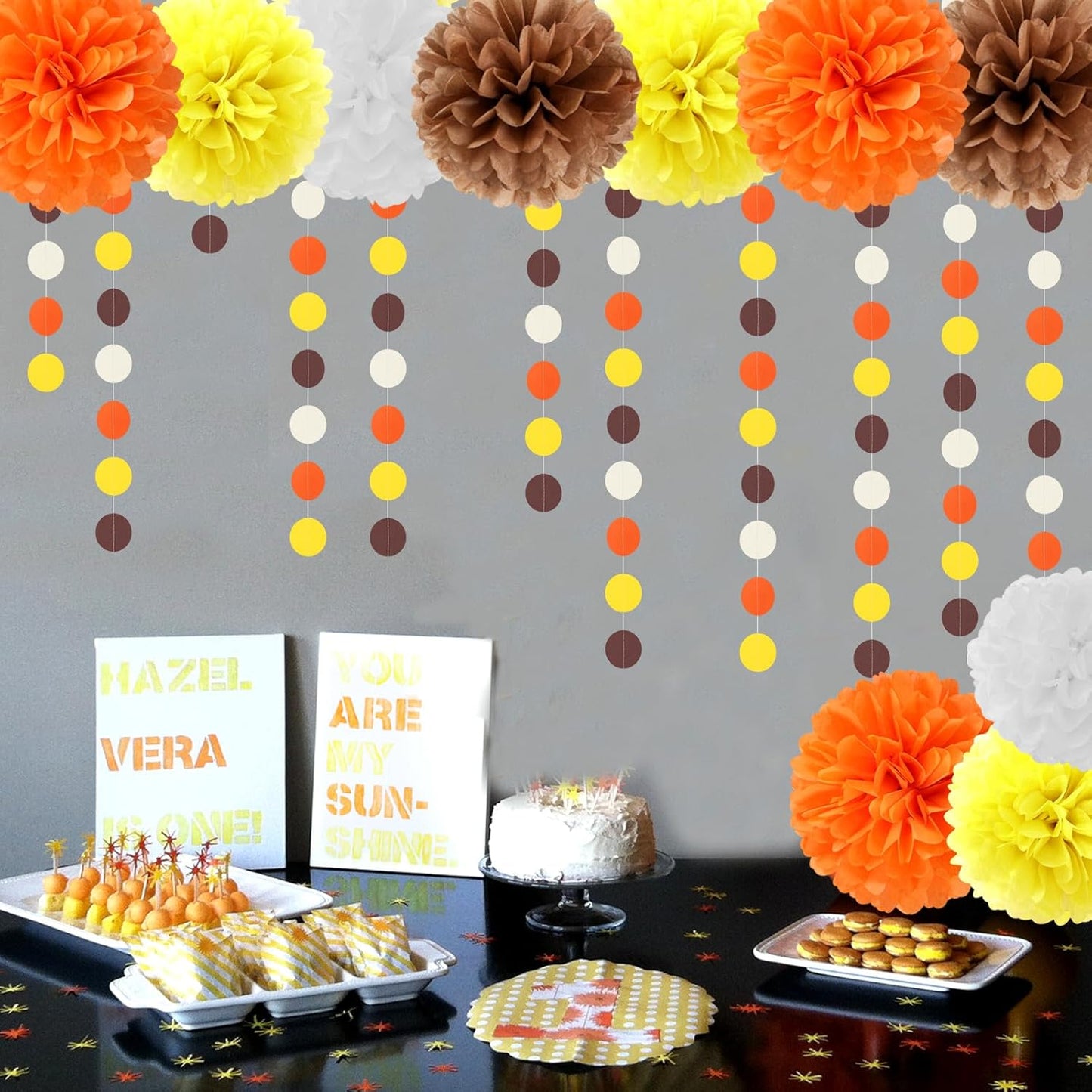 Brown-Orange Yellow Party-Decorations Baby-Shower Garland - 52Ft Fall Autumn Harvest Thanksgiving Friendsgiving Paper Streamers Banner,Birthday Bridal Wedding Bachelorette Hanging Decor Ouruola